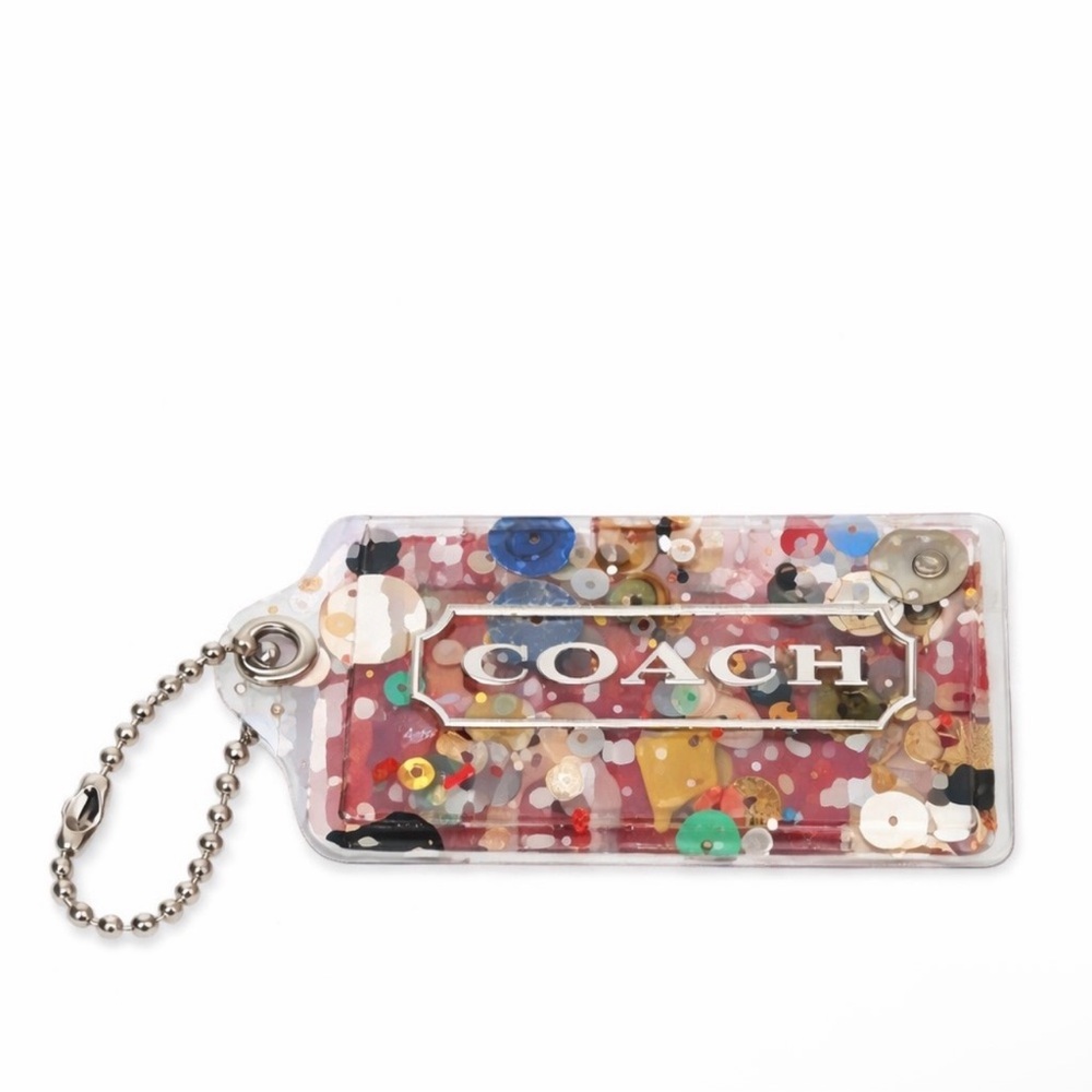 COACH Multicolor Sequin Clear PVC Keychain Bag Charm